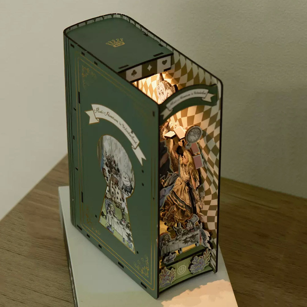 Alice In Wonderland Wooden Book Nook Bookshelf Insert Fifijoy