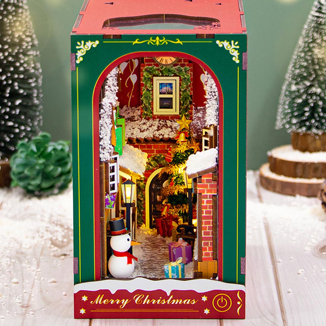 Merry Christmas DIY Book Nook Bookshelf Insert Fifijoy