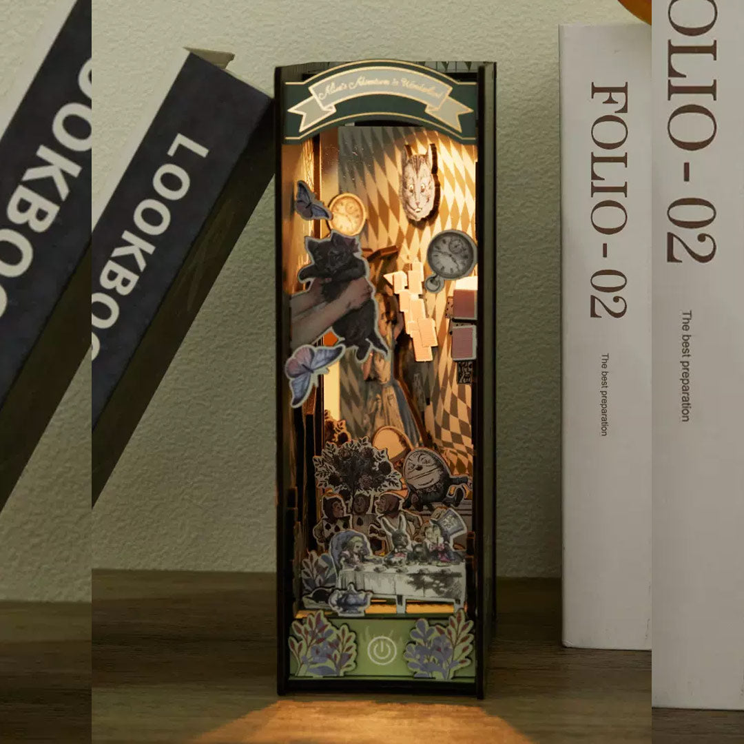 Alice In Wonderland Wooden Book Nook Bookshelf Insert Fifijoy