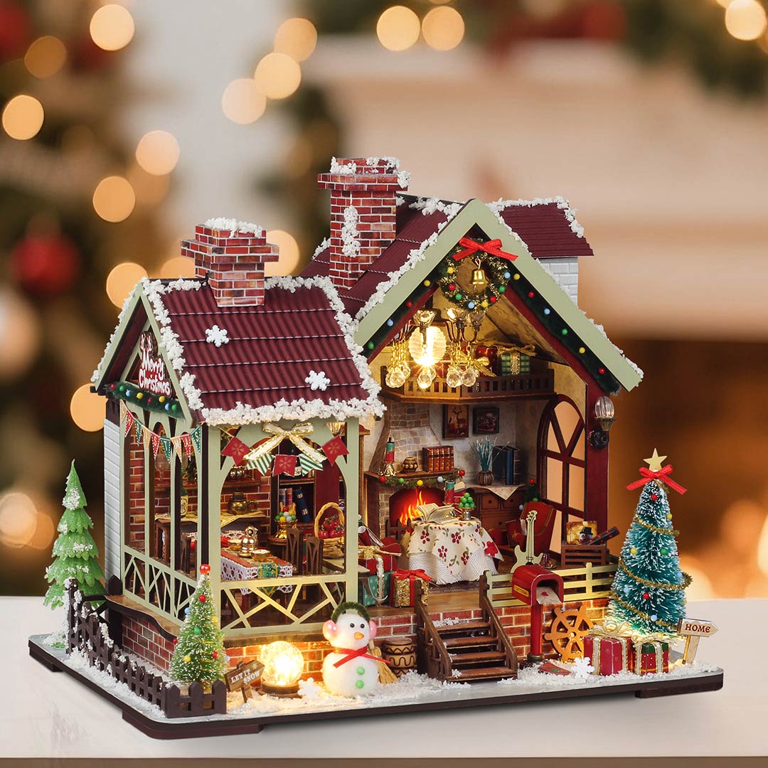 Warm Christmas Lodge DIY Miniature House Kit