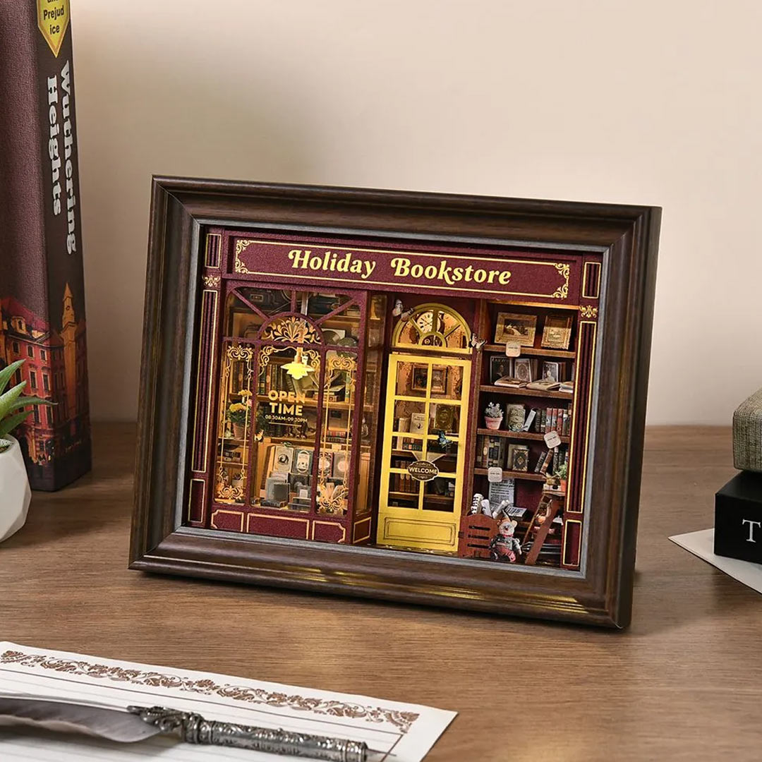 Holiday Bookstore DIY Photo Frame Miniature Kit