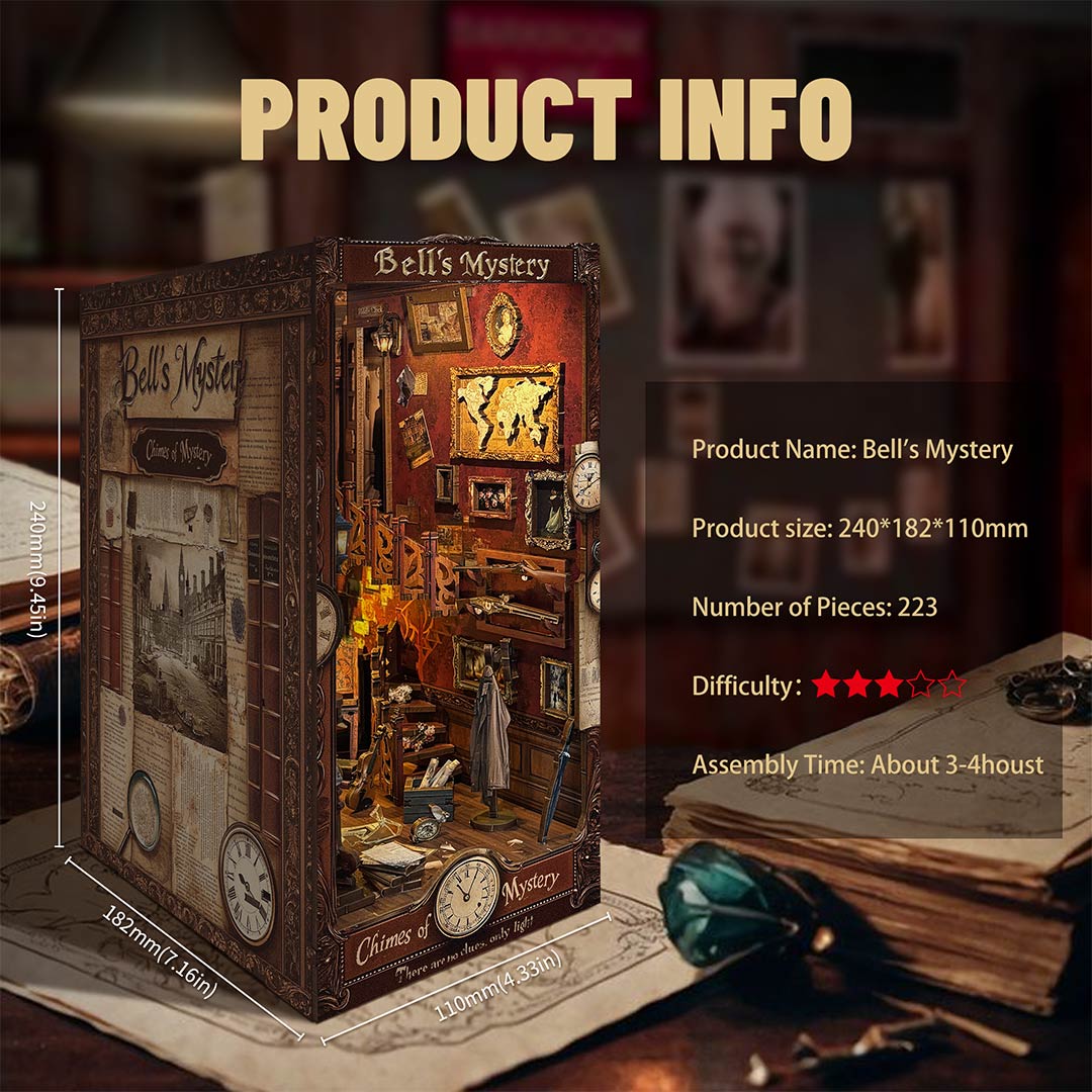 Bell's Mystery DIY Book Nook Shelf Insert Fifijoy