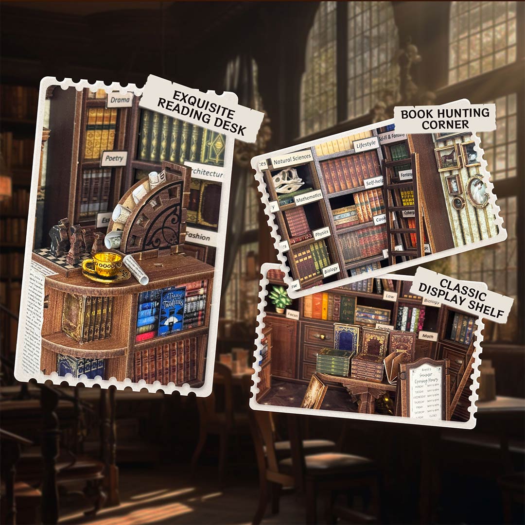 Hoggor Bookstore DIY Miniature House Kit