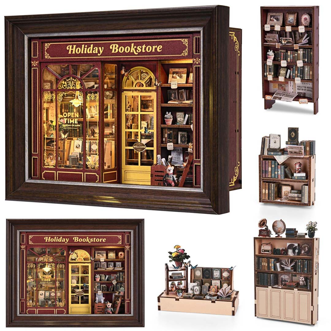 Holiday Bookstore DIY Photo Frame Miniature Kit