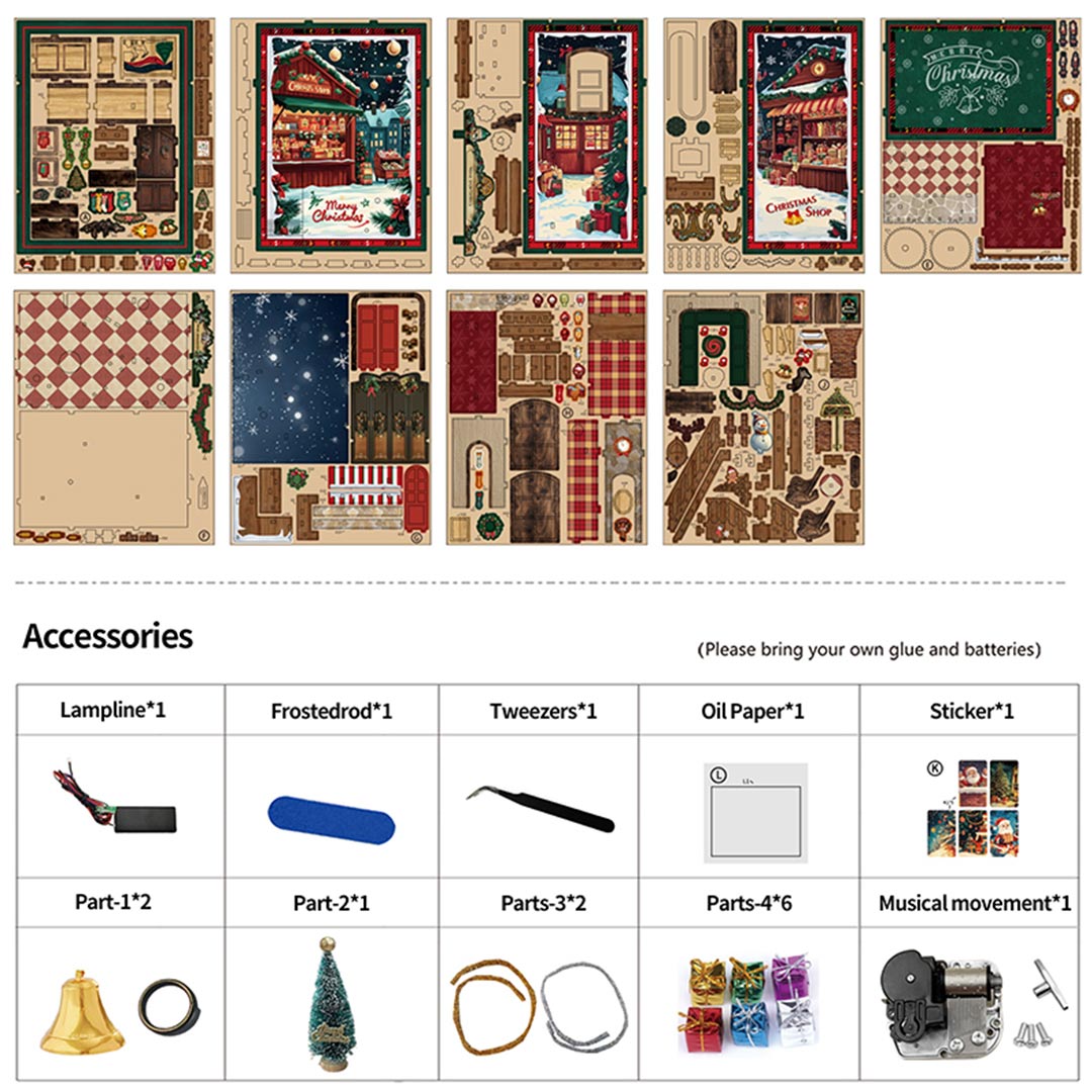 Christmas Shop DIY Wooden Book Nook Kit