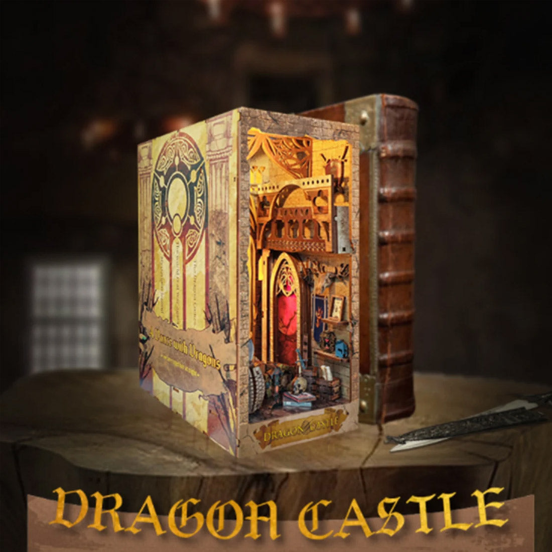 Dragon Castle 3D Wooden Puzzle Book Nook