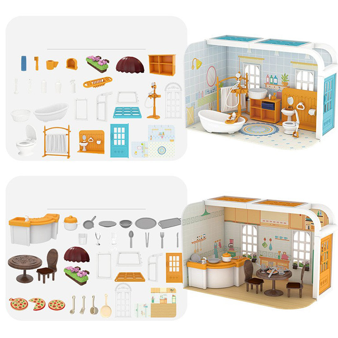 Mini Scene Kitchen Bedroom Dollhouse Kit