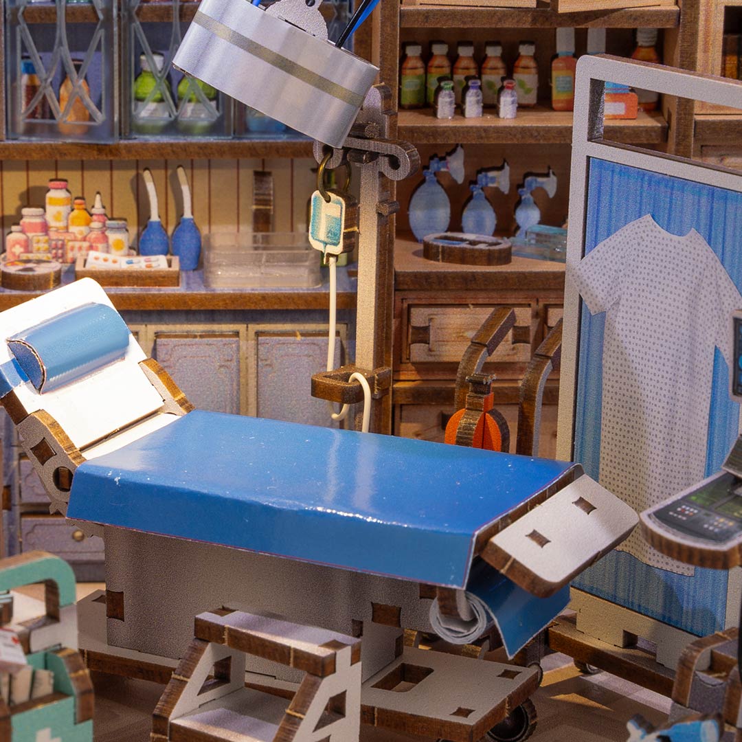 Doctor's Office DIY Wooden Book Nook Shelf Insert