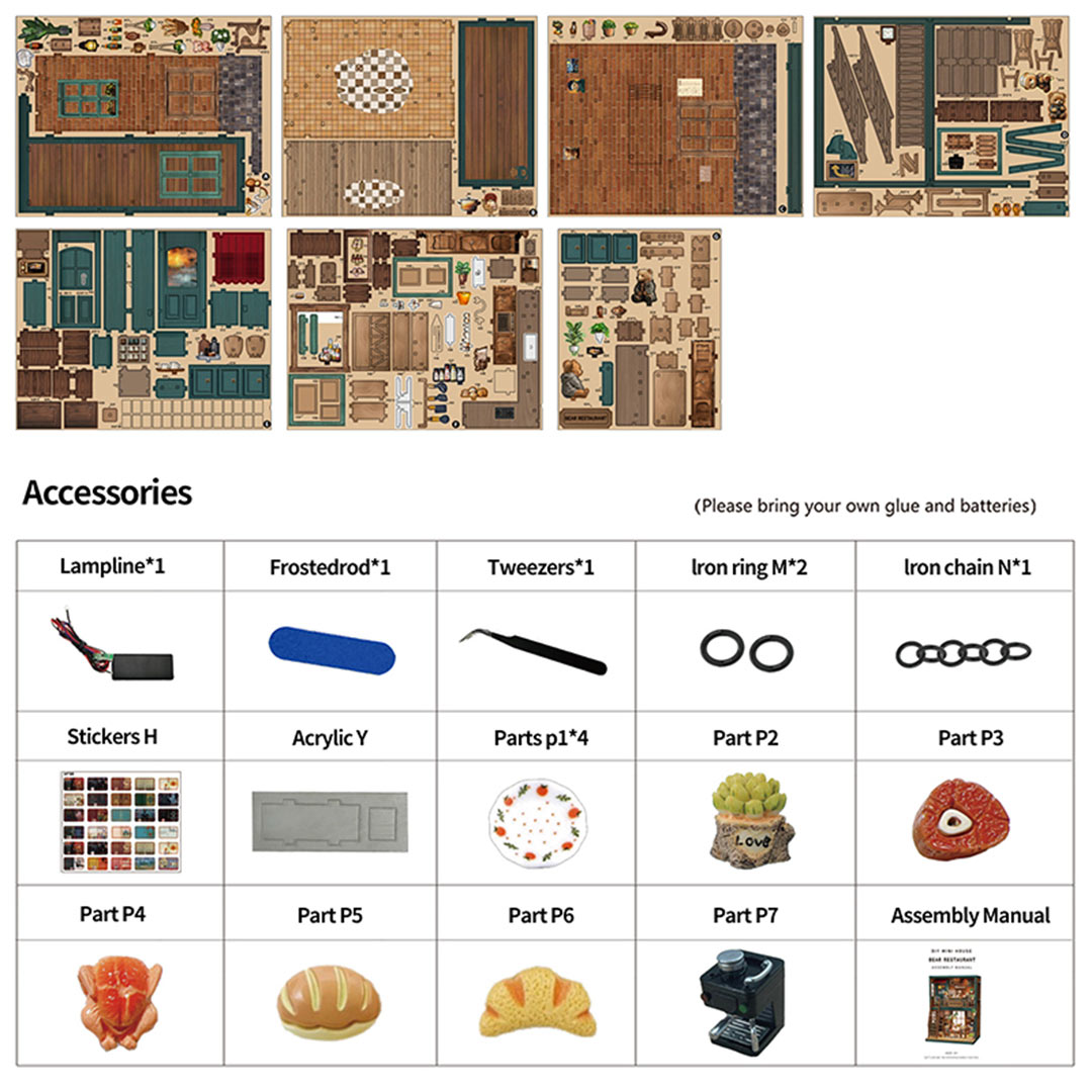Bear Restaurant DIY Miniature House Kit