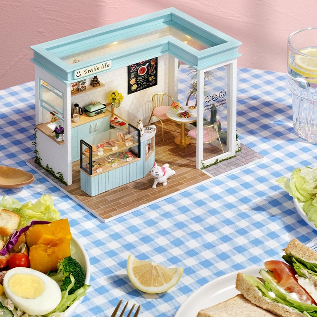 Sunshine Tea Shop Dollhouse Miniature DIY House Kit