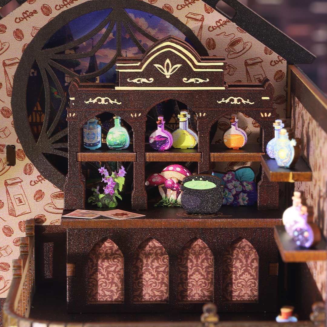 Magic Coffee Shop DIY Wooden Book Nook Kit