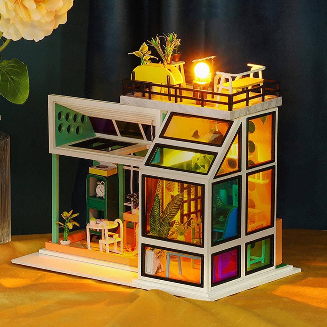 Stained Glass House DIY Dollhouse Miniature Kit