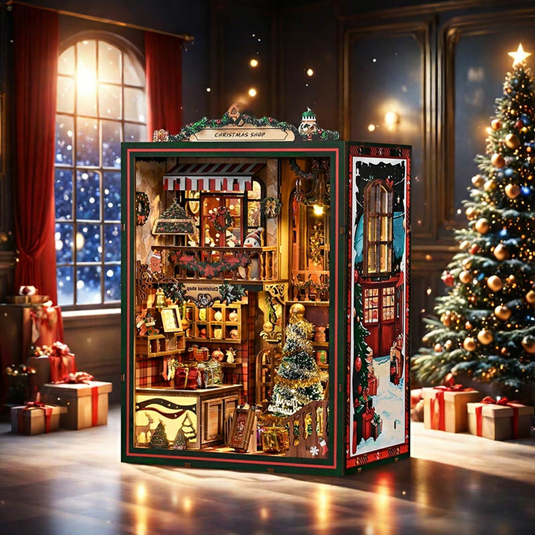 Christmas Shop DIY Wooden Book Nook Kit