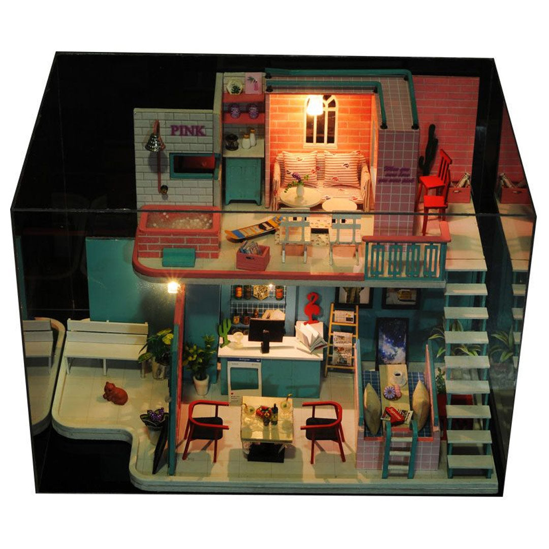 Pink Cafe DIY Miniature Dollhouse Kit