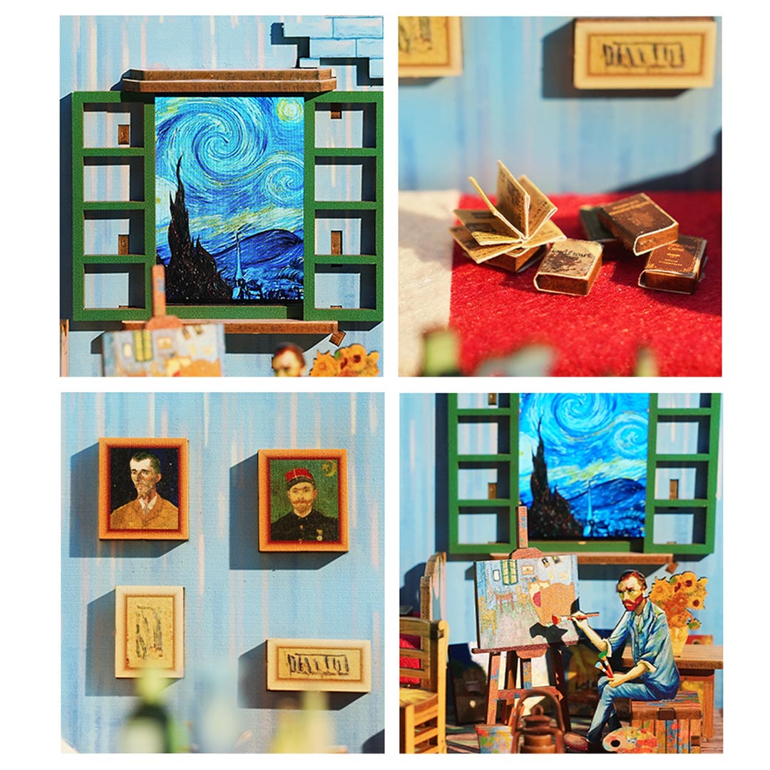 Van Gogh's Bedroom DIY Miniature & 6 Sound Effects Scene House