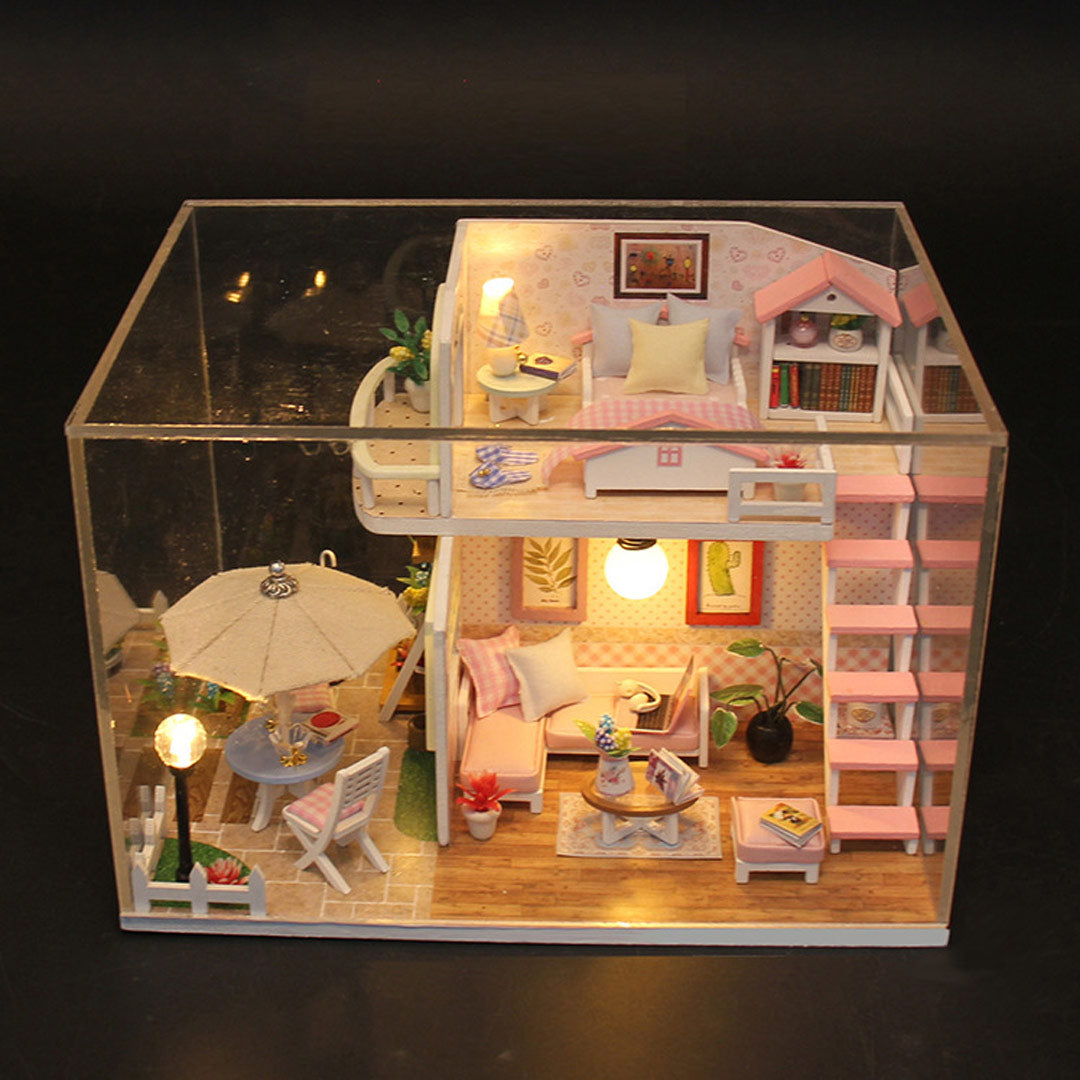 Pink Loft Dollhouse Miniature House Kit