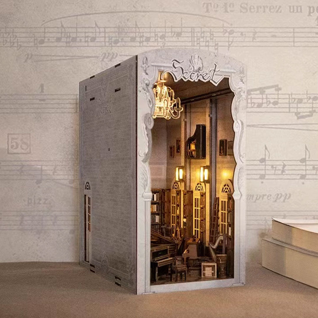 Secret Piano Room DIY Book Nook Bookshelf Insert