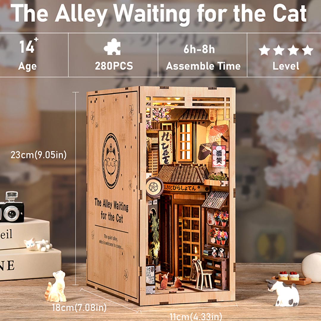 Cat’s Little Alley DIY Wooden Book Nook Shelf Insert