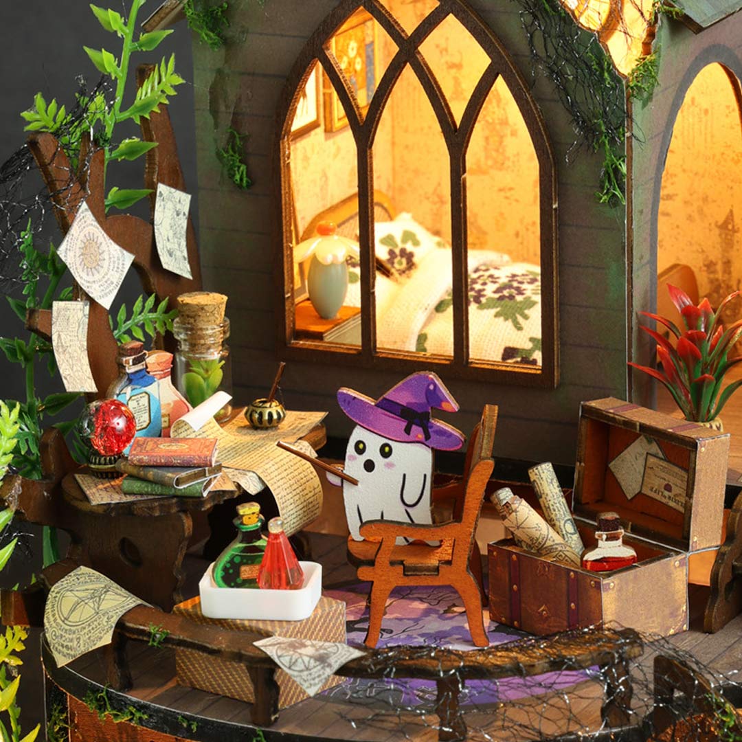 Spooky Magic Cottage DIY Miniature Dollhouse Kit