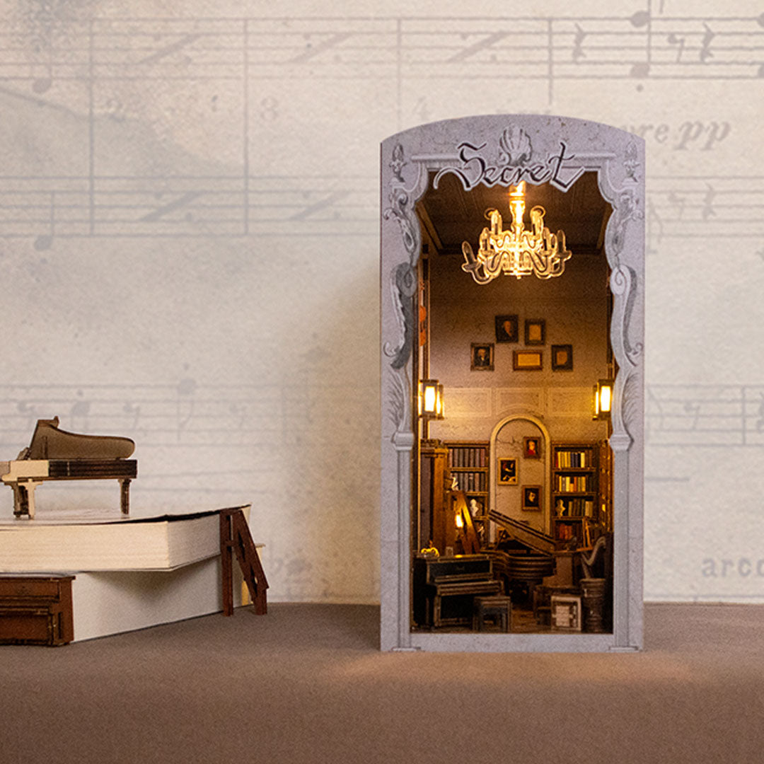 Secret Piano Room DIY Book Nook Bookshelf Insert