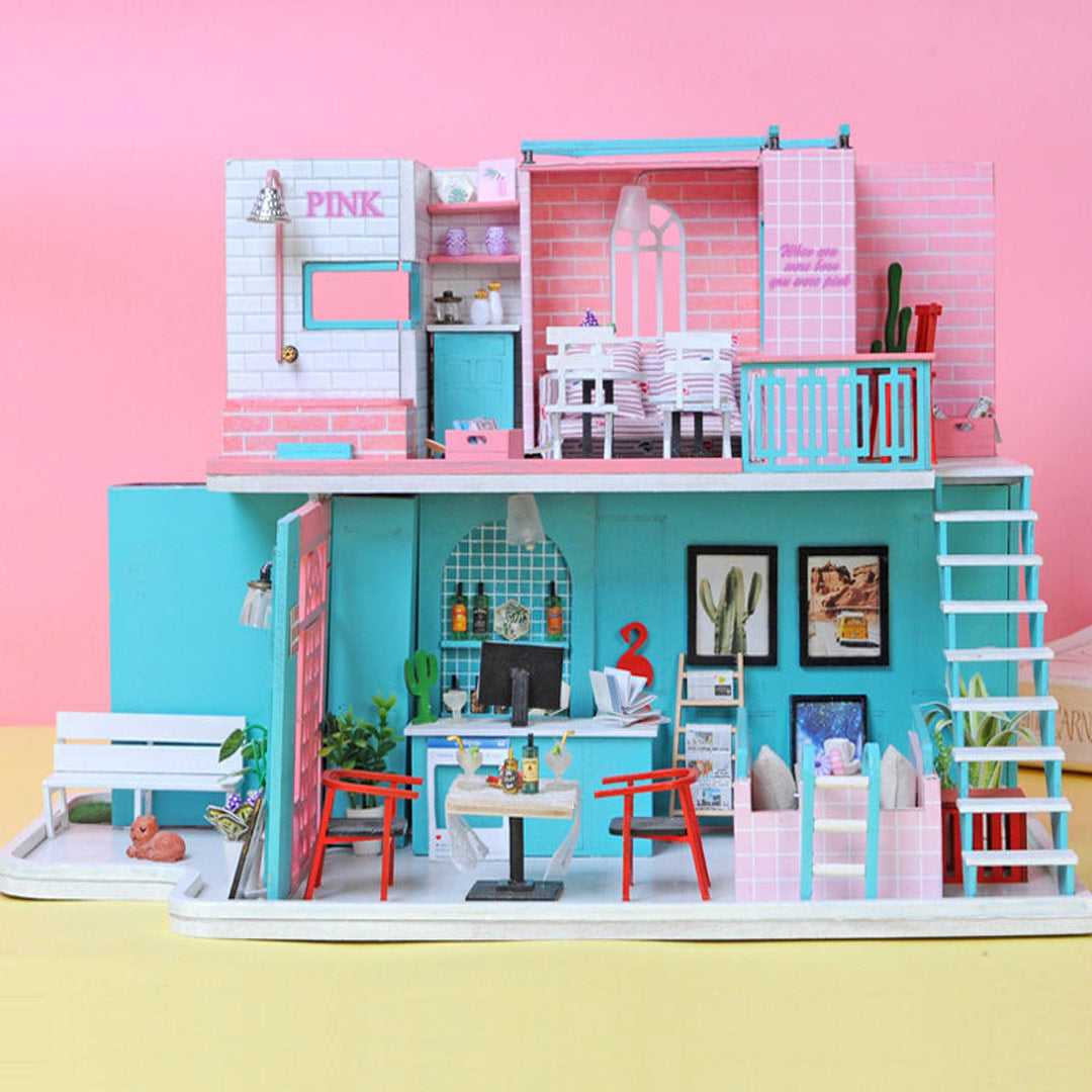 Pink Cafe DIY Miniature Dollhouse Kit