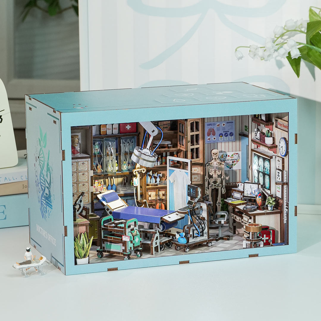 Doctor's Office DIY Wooden Book Nook Shelf Insert