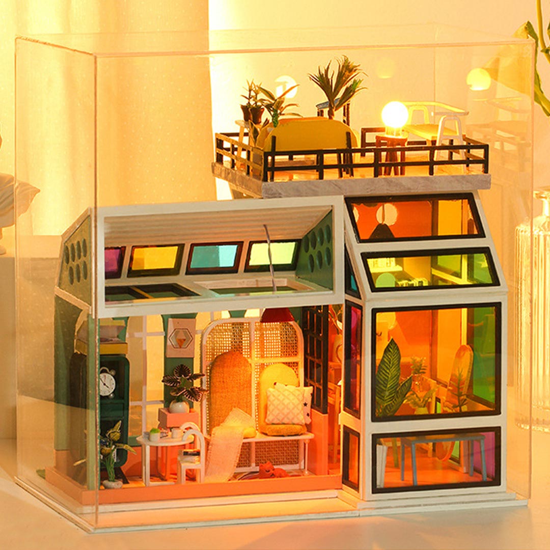 Stained Glass House DIY Dollhouse Miniature Kit