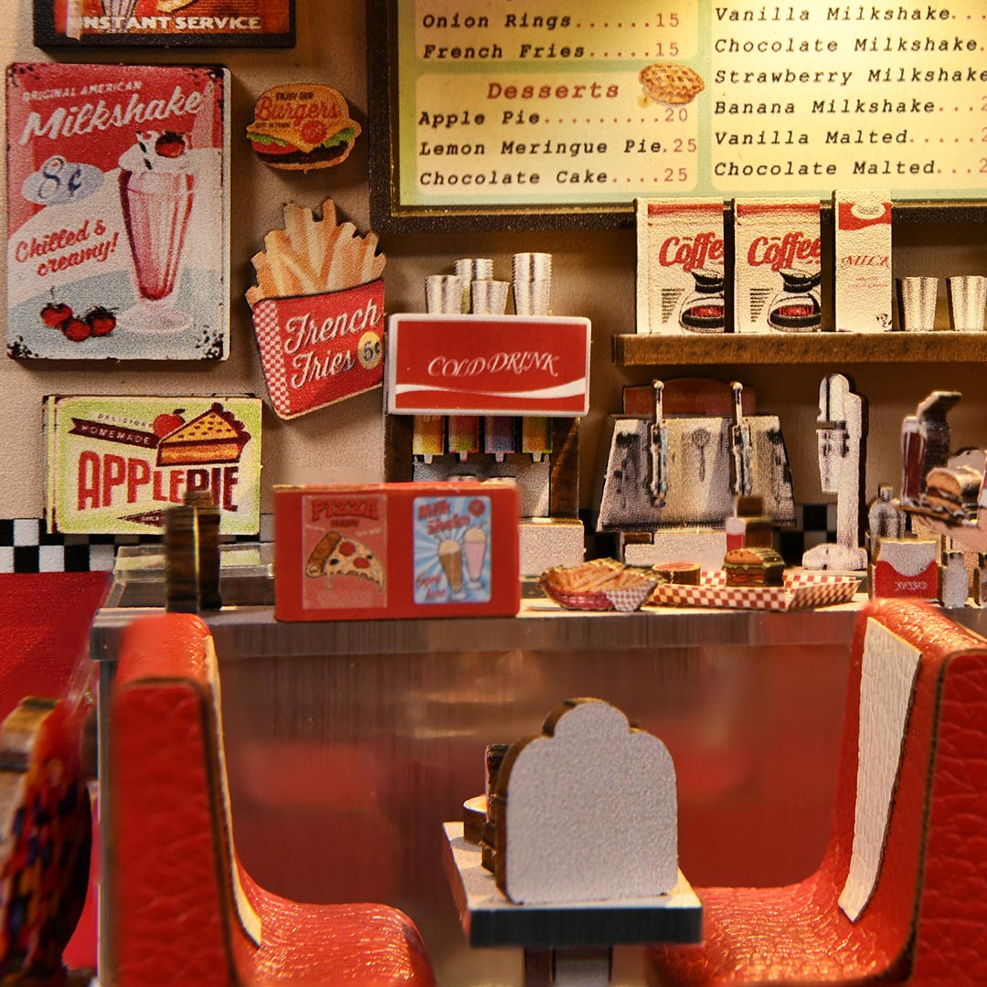 1950s Diner DIY Wooden Book Nook Shelf Insert