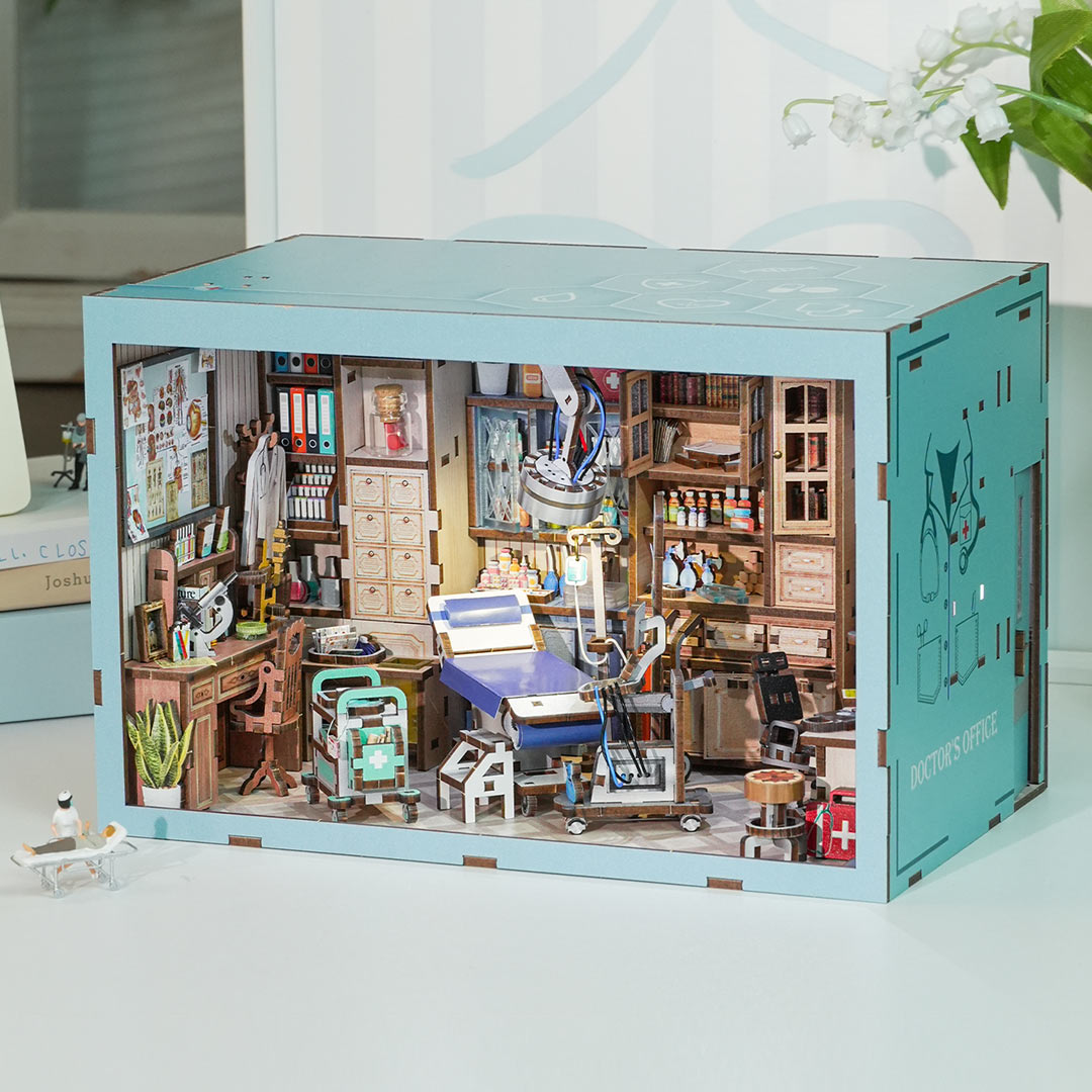 Doctor's Office DIY Wooden Book Nook Shelf Insert