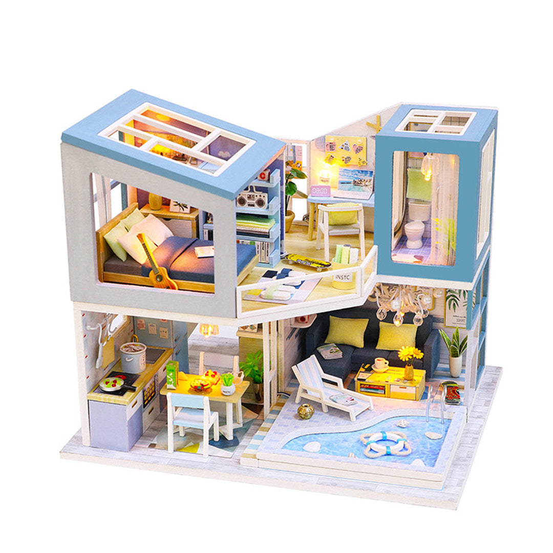 Pink House DIY Wooden Miniature House Kit