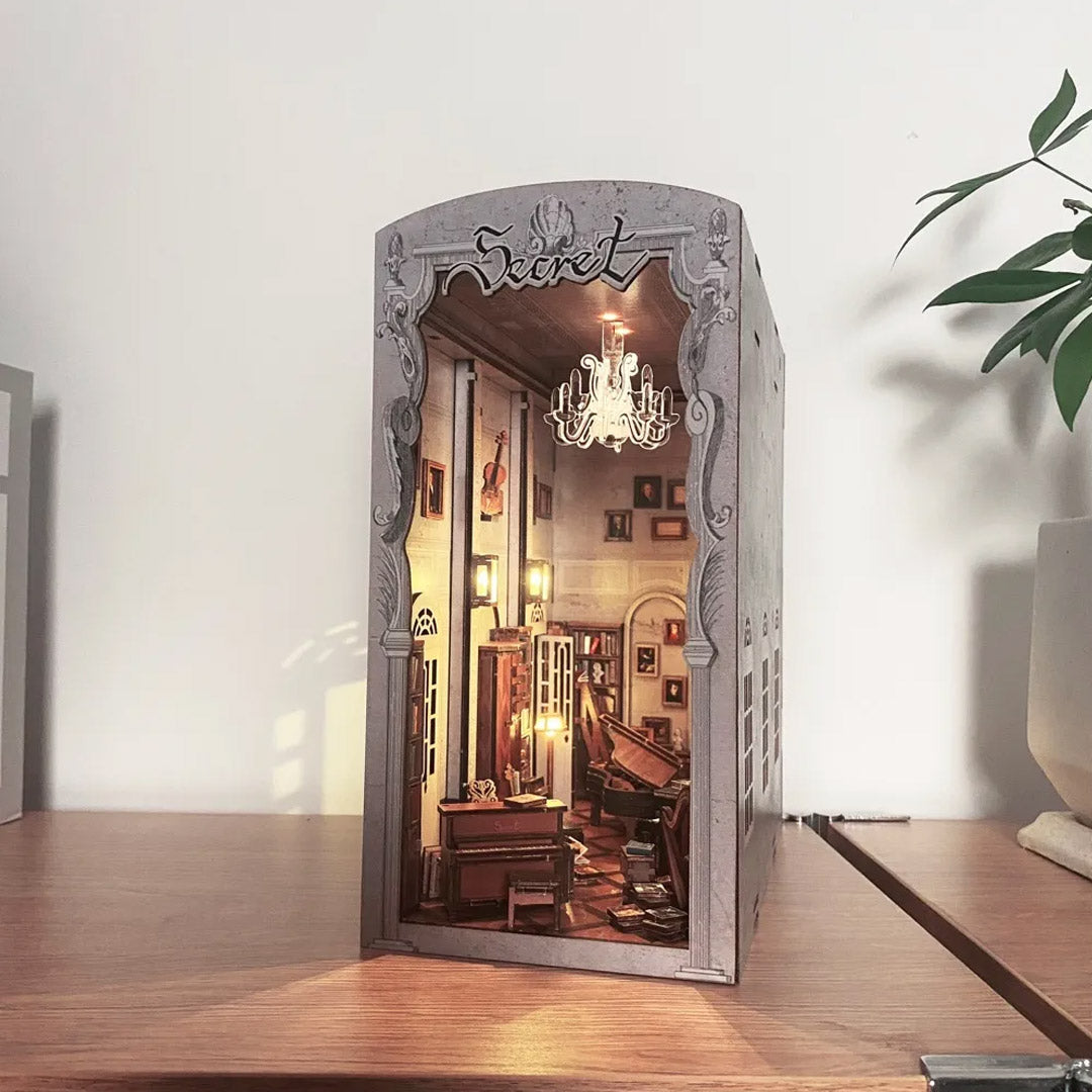 Secret Piano Room DIY Book Nook Bookshelf Insert