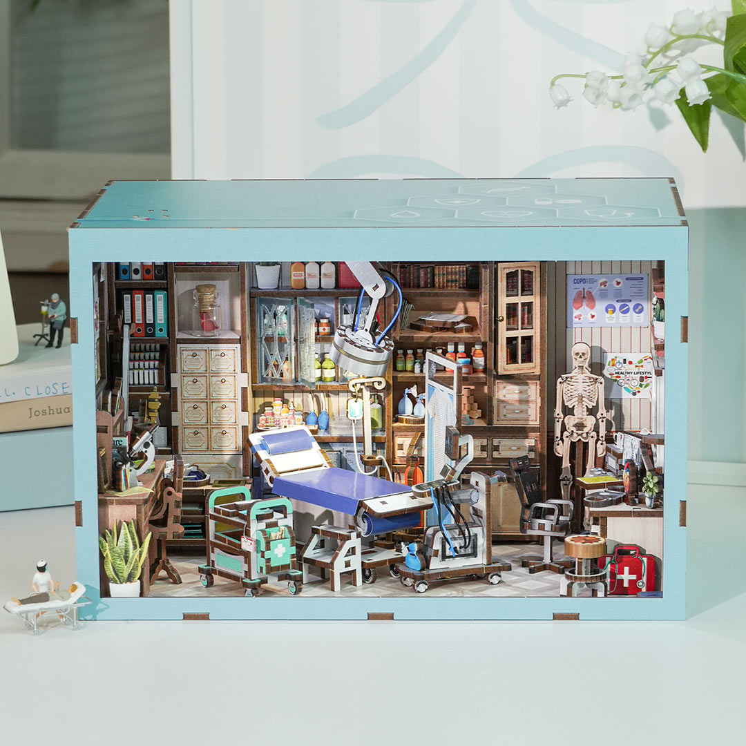 Doctor's Office DIY Wooden Book Nook Shelf Insert