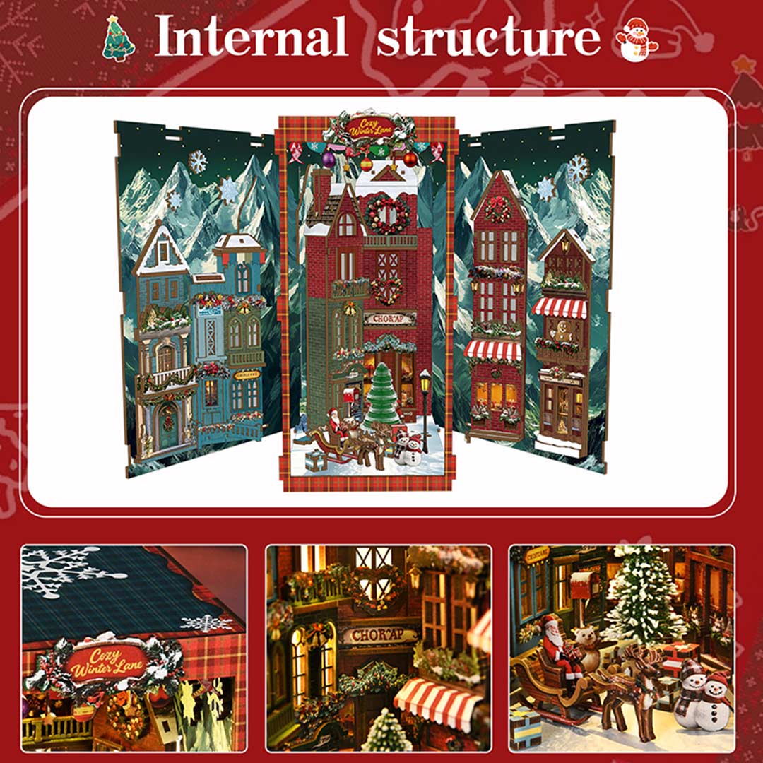 Christmas Corner DIY Wooden Book Nook Shelf Insert