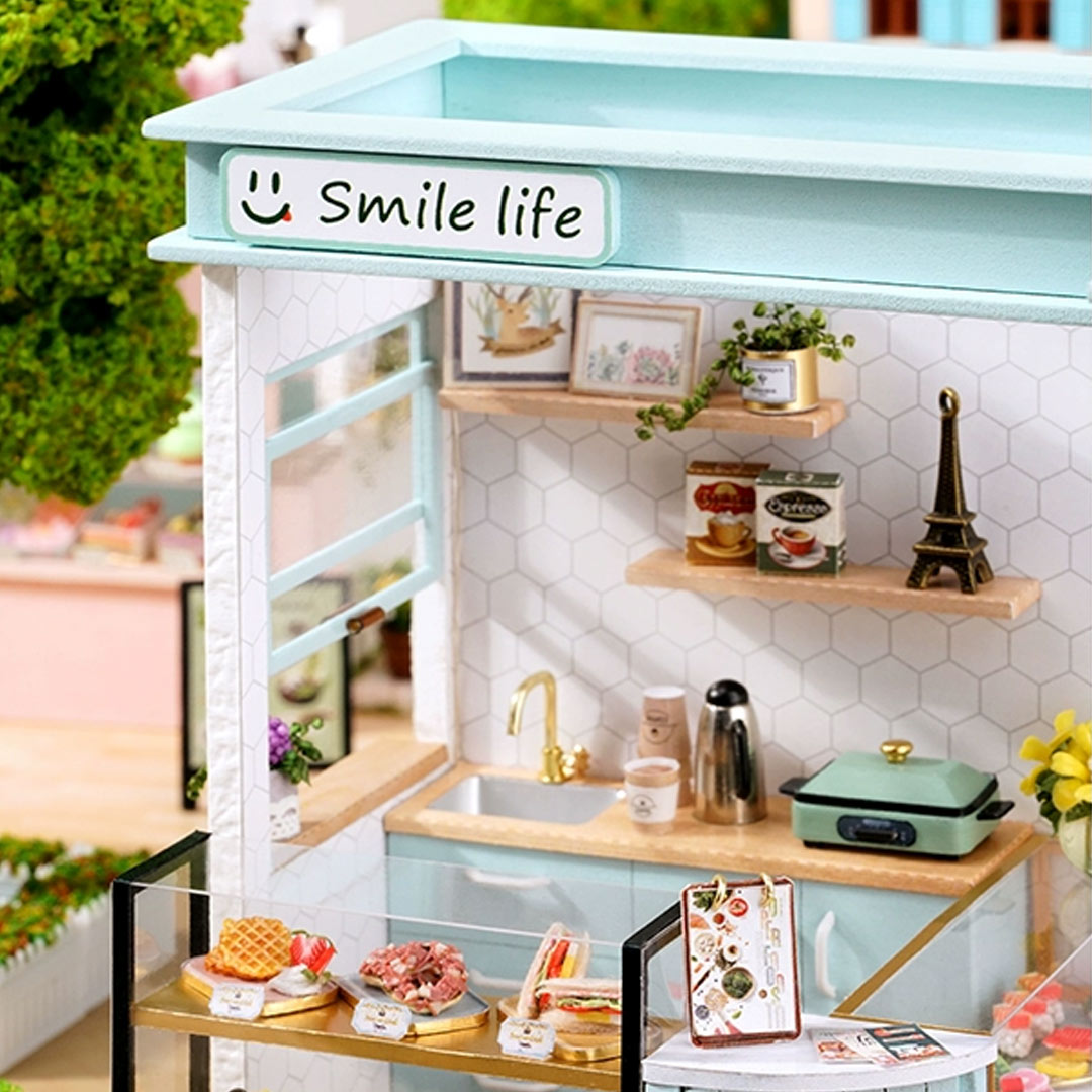 Sunshine Tea Shop Dollhouse Miniature DIY House Kit