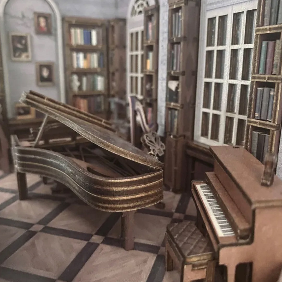 Secret Piano Room DIY Book Nook Bookshelf Insert