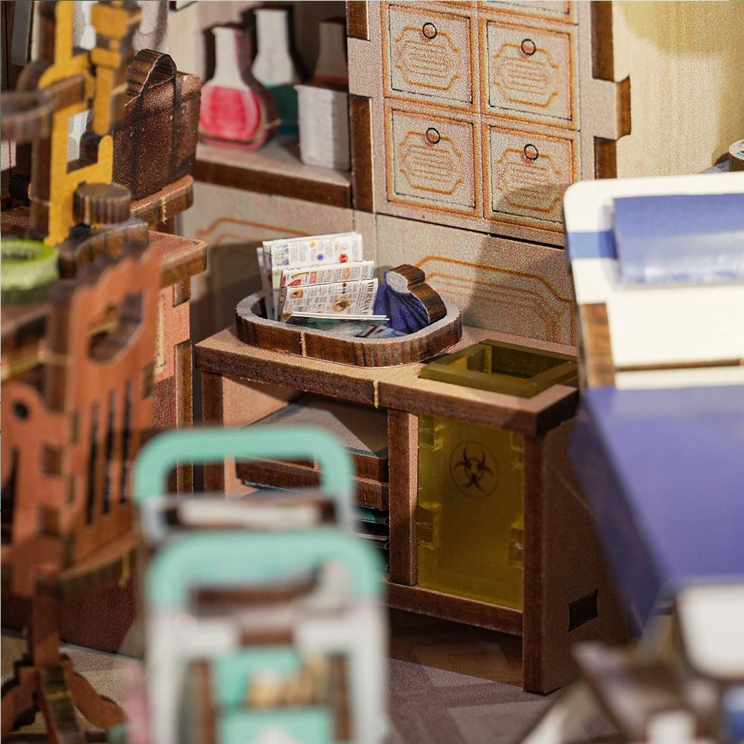 Doctor's Office DIY Wooden Book Nook Shelf Insert