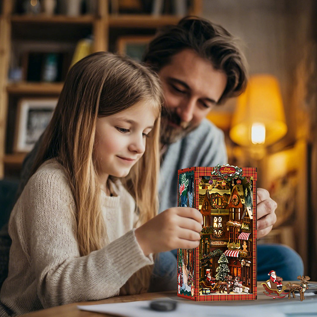 Christmas Corner DIY Wooden Book Nook Shelf Insert