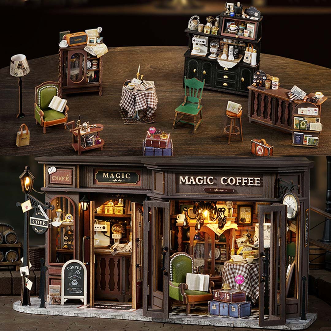 Vintage Coffee Shop DIY Wooden Miniature House Kit – Fifijoy