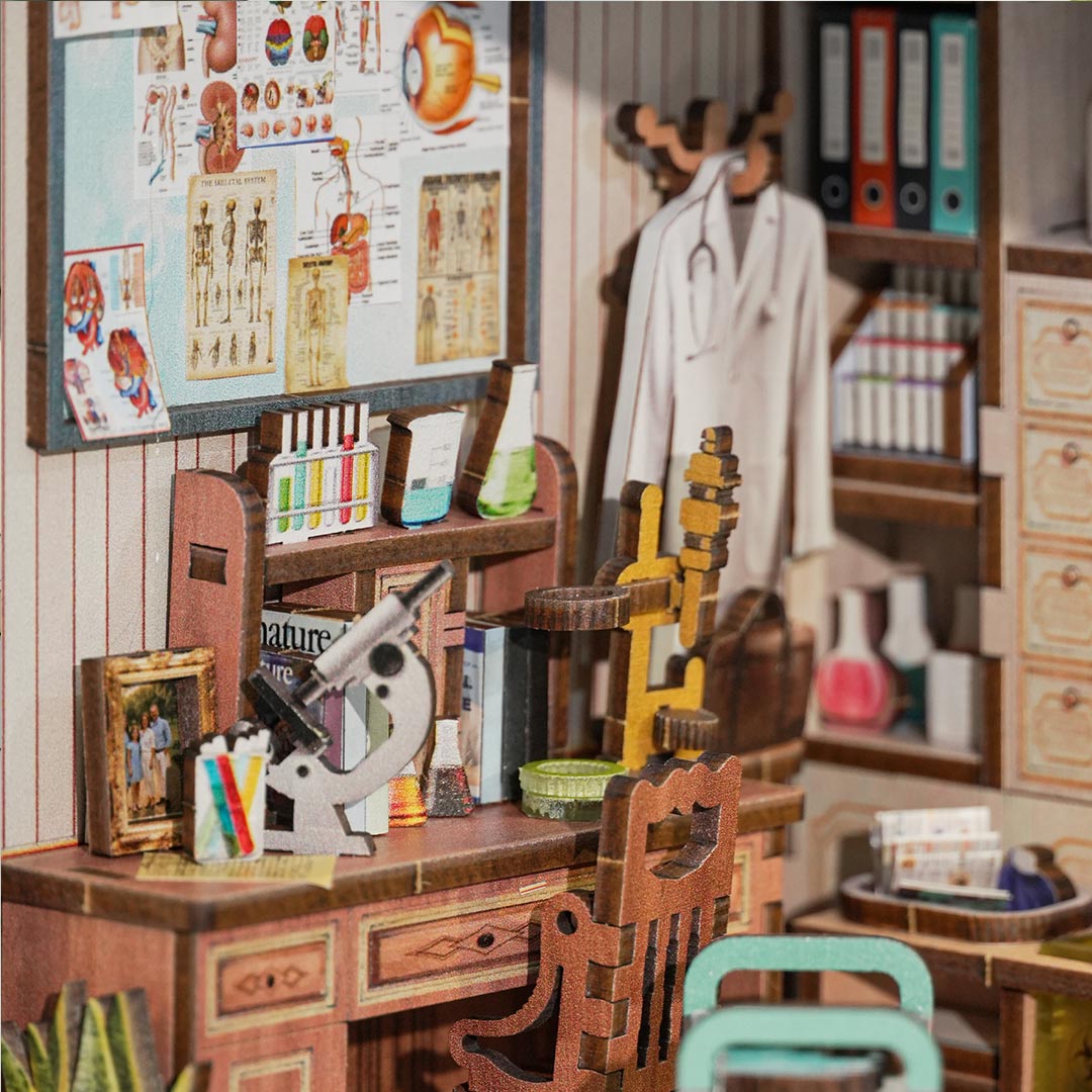 Doctor's Office DIY Wooden Book Nook Shelf Insert