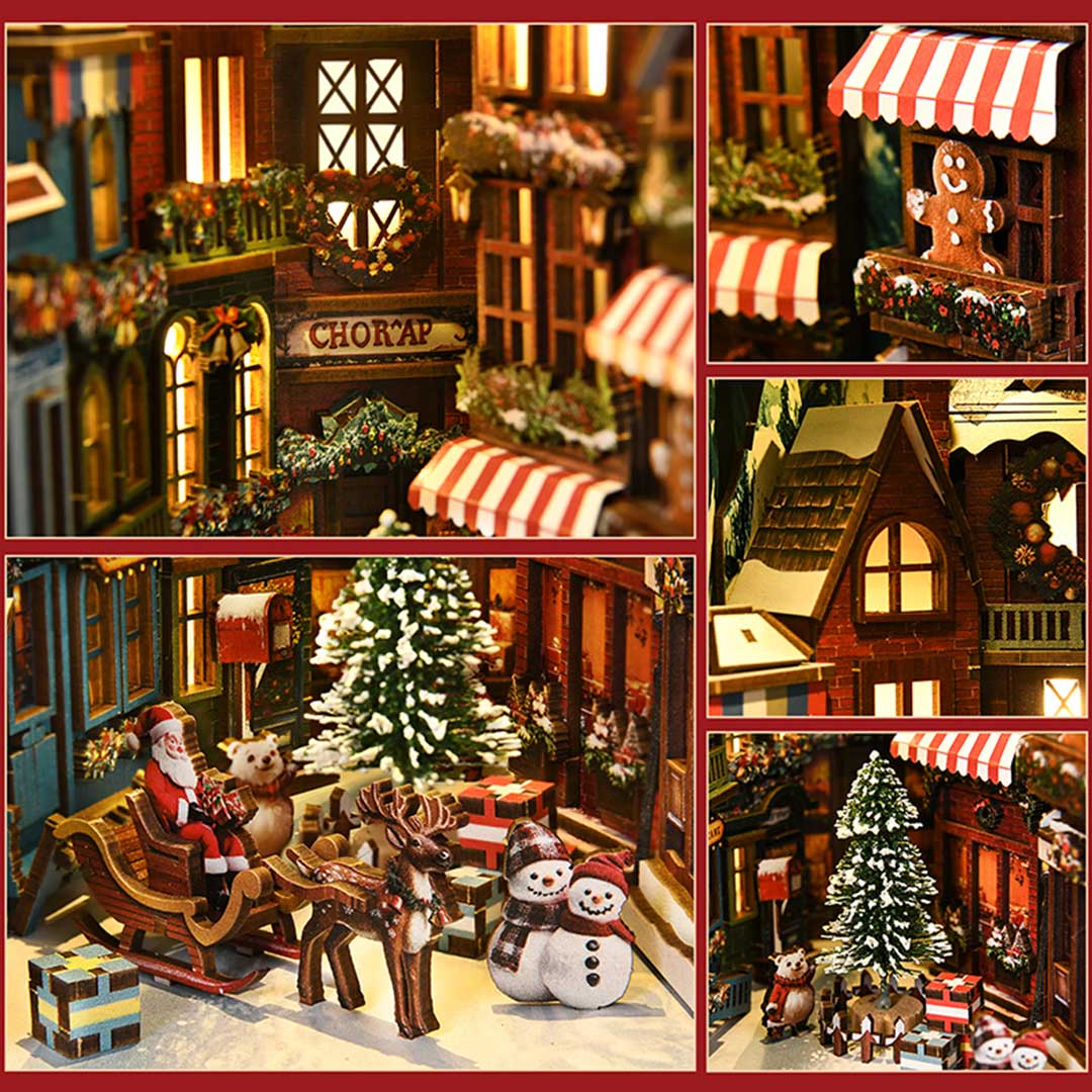 Christmas Corner DIY Wooden Book Nook Shelf Insert