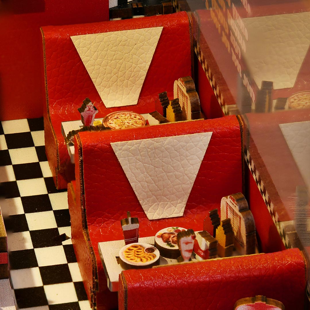 1950s Diner DIY Wooden Book Nook Shelf Insert