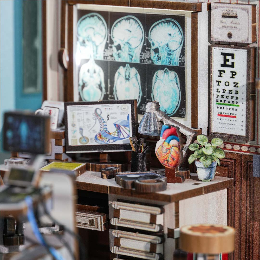 Doctor's Office DIY Wooden Book Nook Shelf Insert