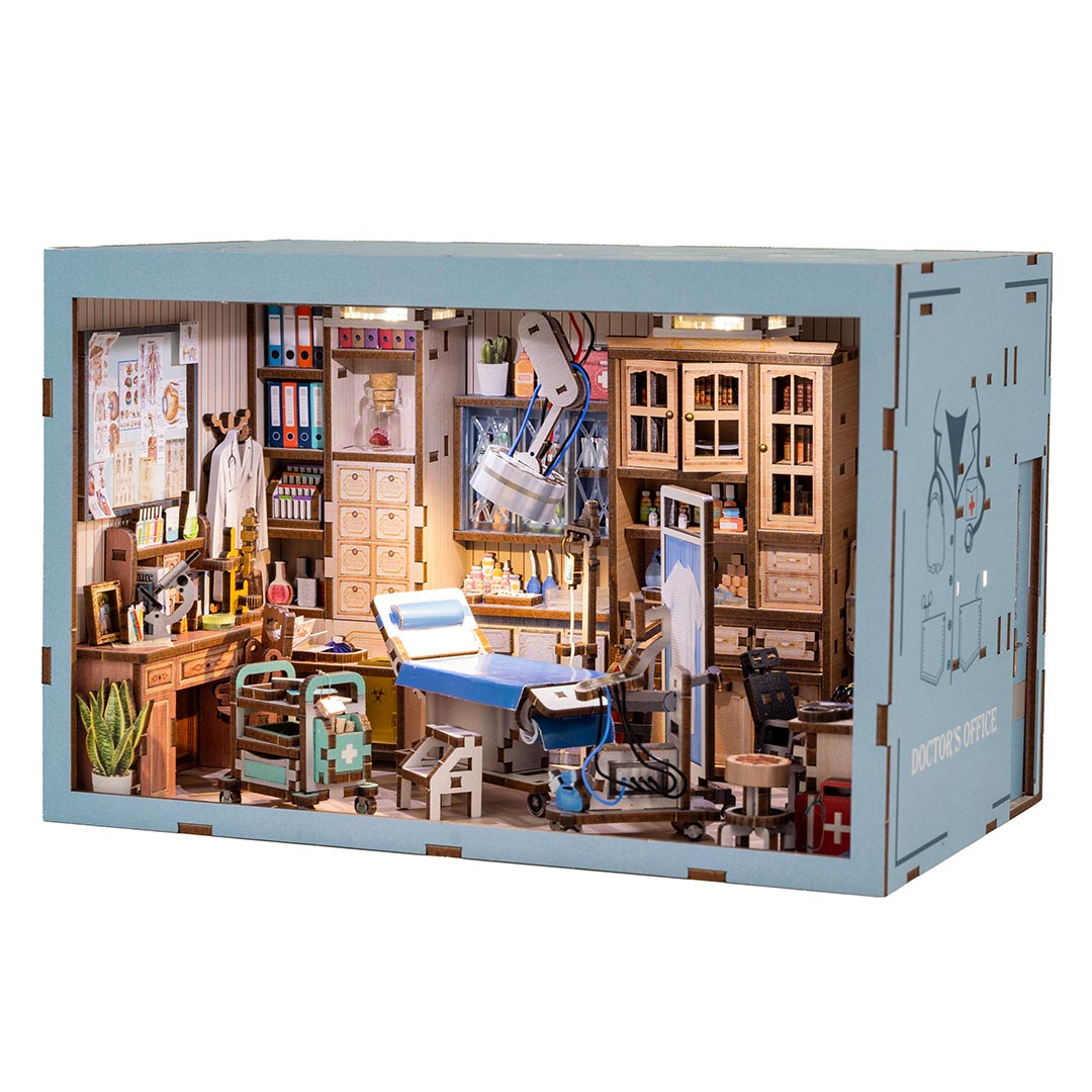 Doctor's Office DIY Wooden Book Nook Shelf Insert