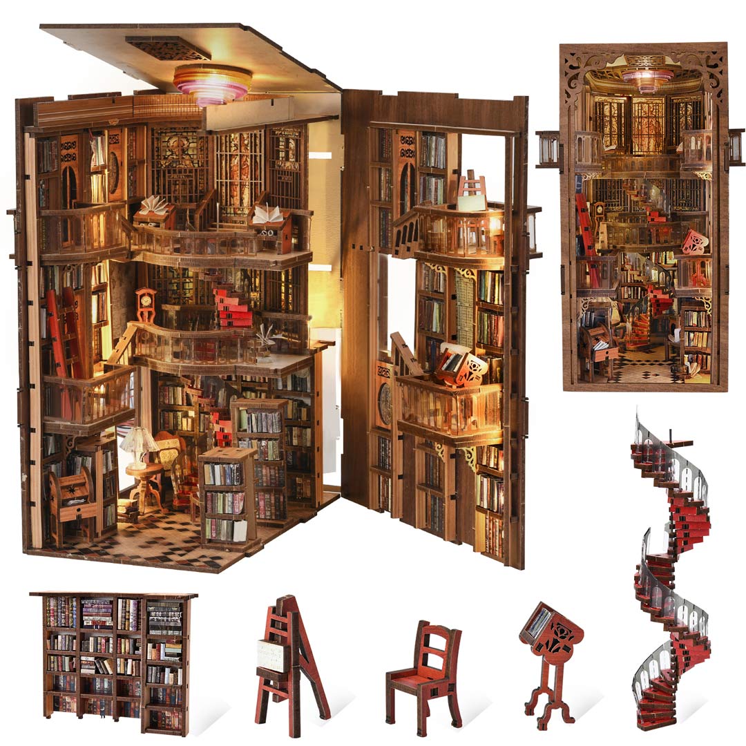Abbey Library DIY Wooden Book Nook Shelf Insert