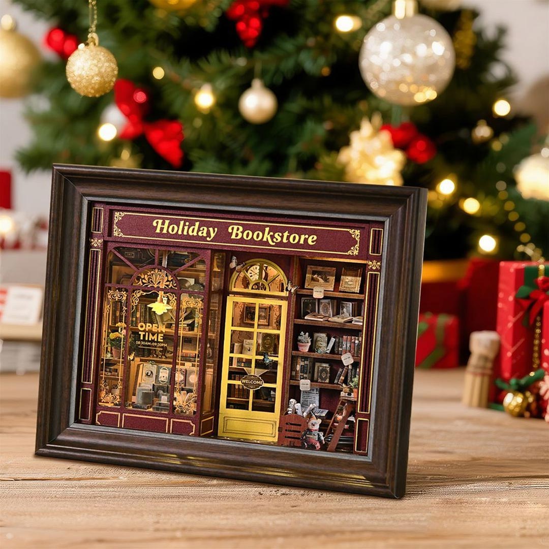 Holiday Bookstore DIY Photo Frame Miniature Kit