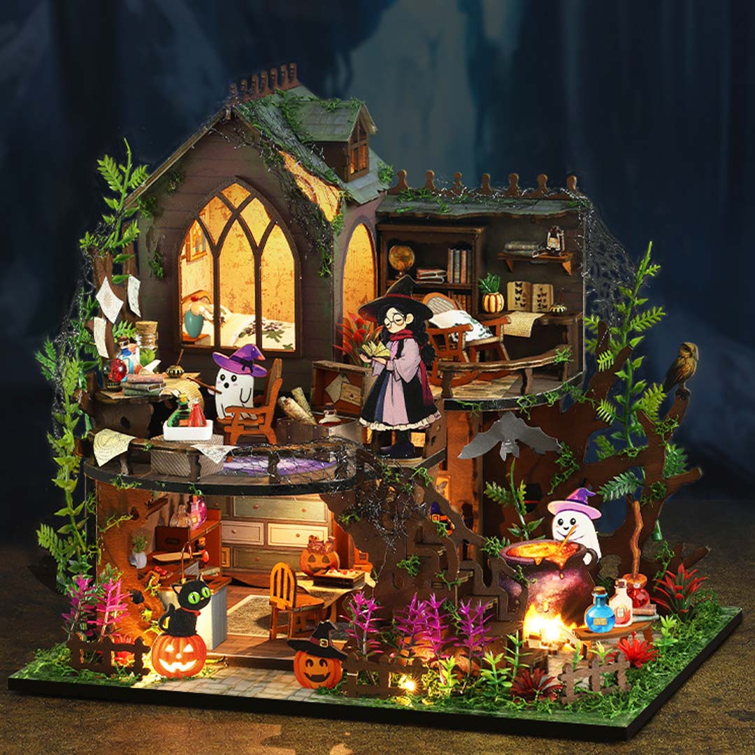 Spooky Magic Cottage DIY Miniature Dollhouse Kit