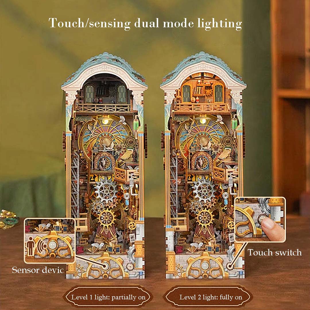 Clock Tower DIY Wooden Book Nook Shelf Insert