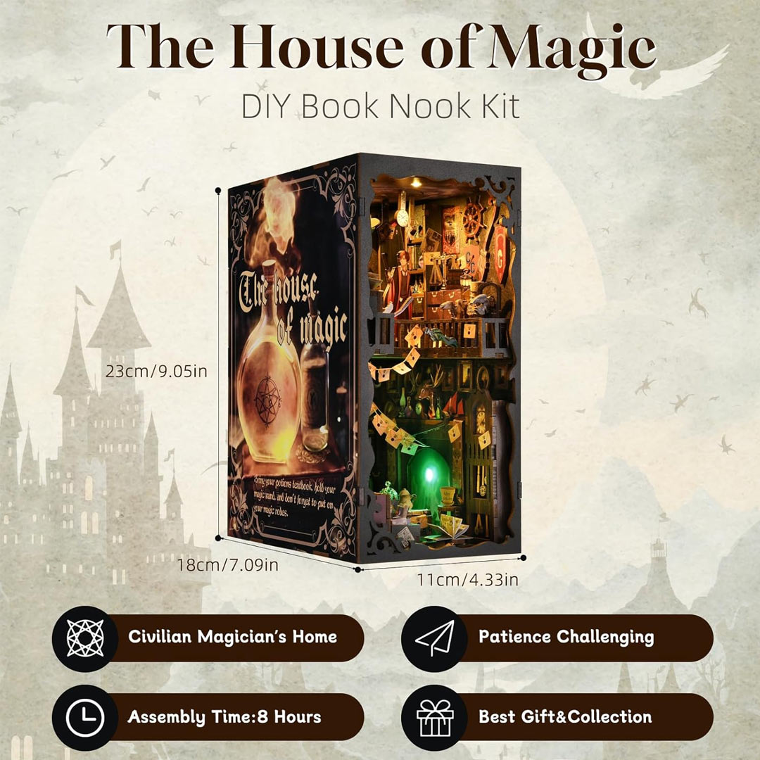 The House of Magic 3D Wooden Puzzle Book Nook Kit