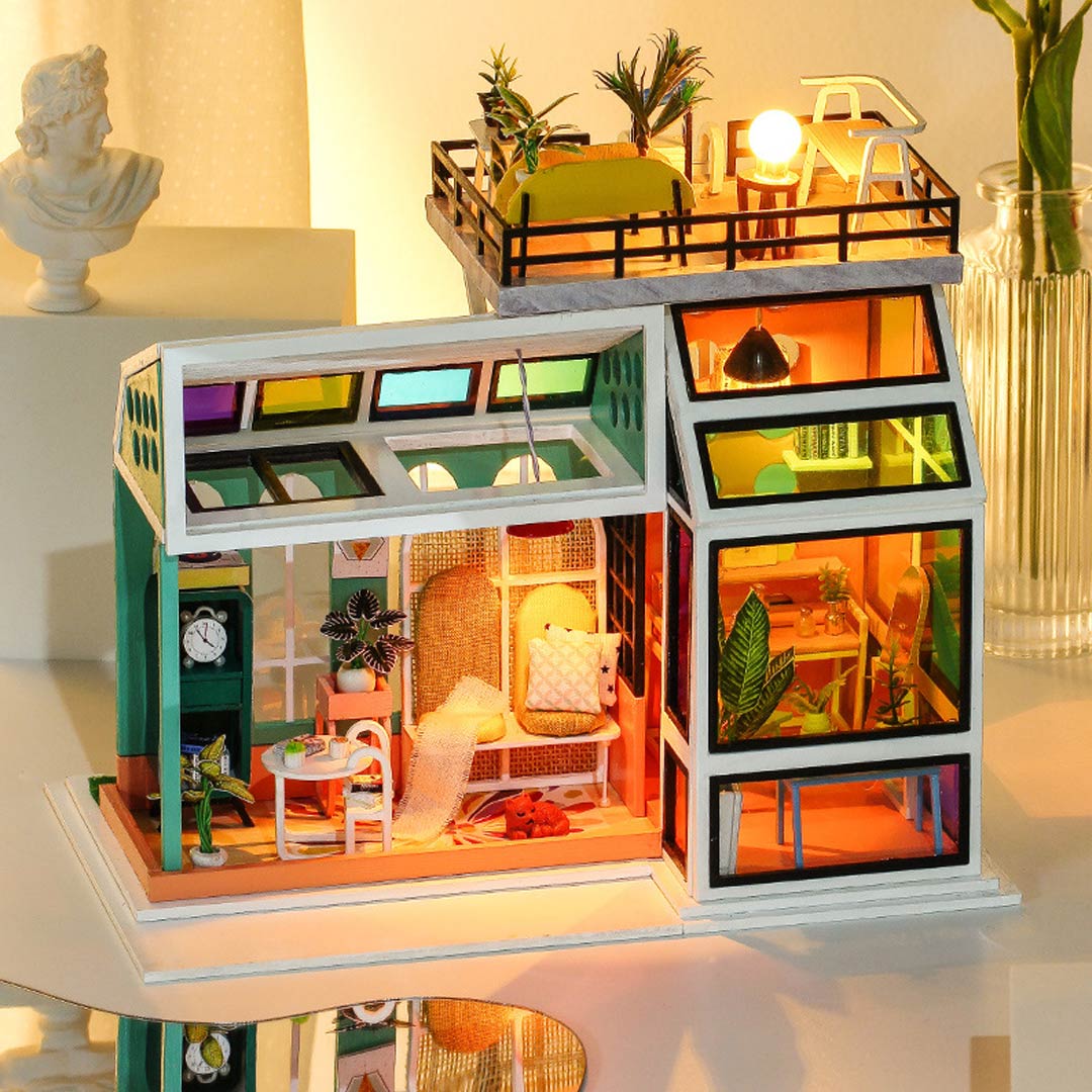 Stained Glass House DIY Dollhouse Miniature Kit