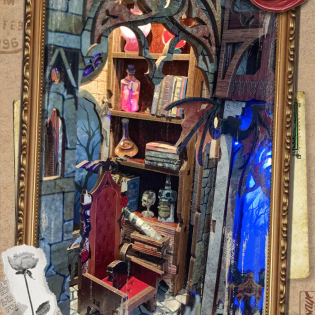 Twilight Castle 3D Wooden Puzzle Book Nook